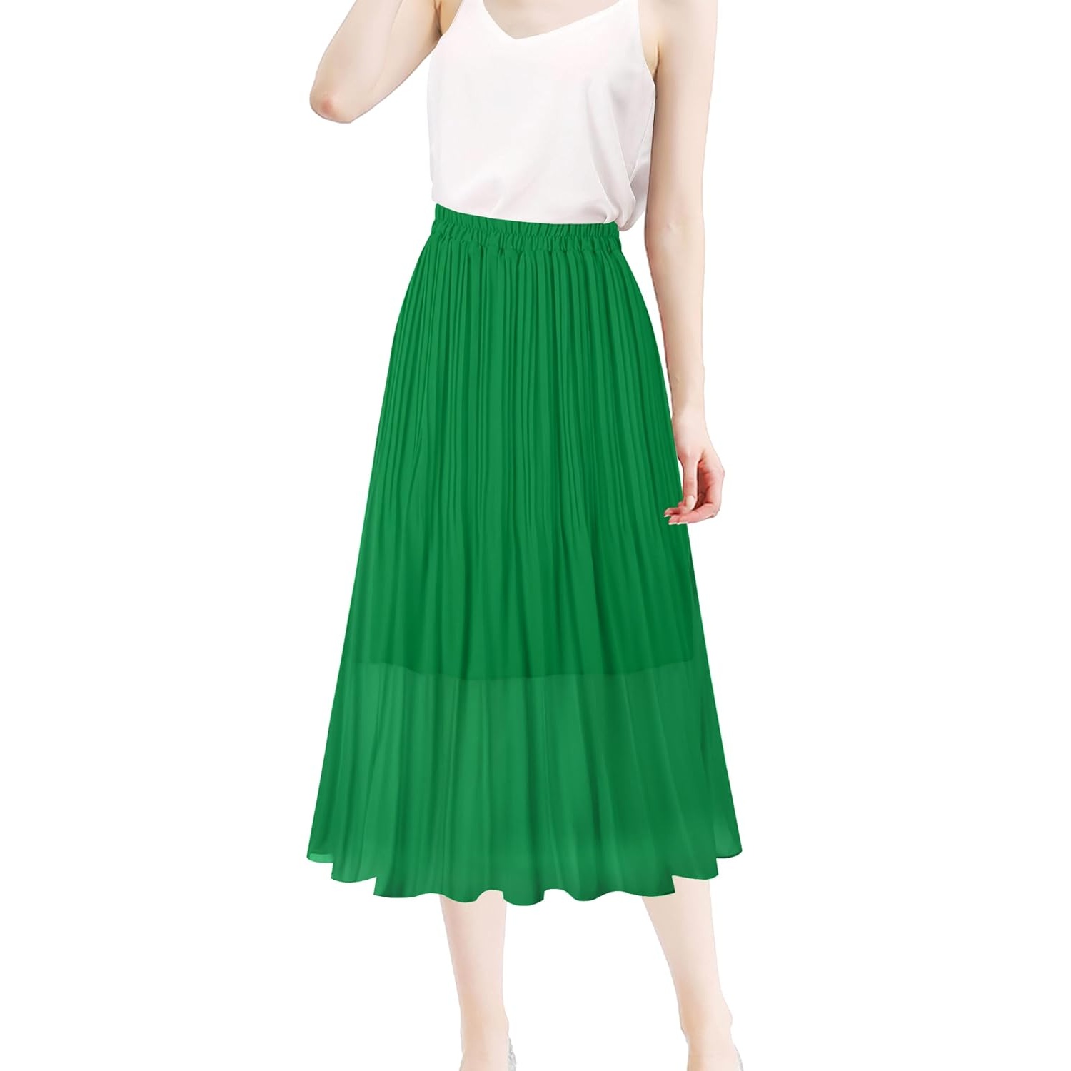 Pleated Chiffon Aline Length Skirt For Women