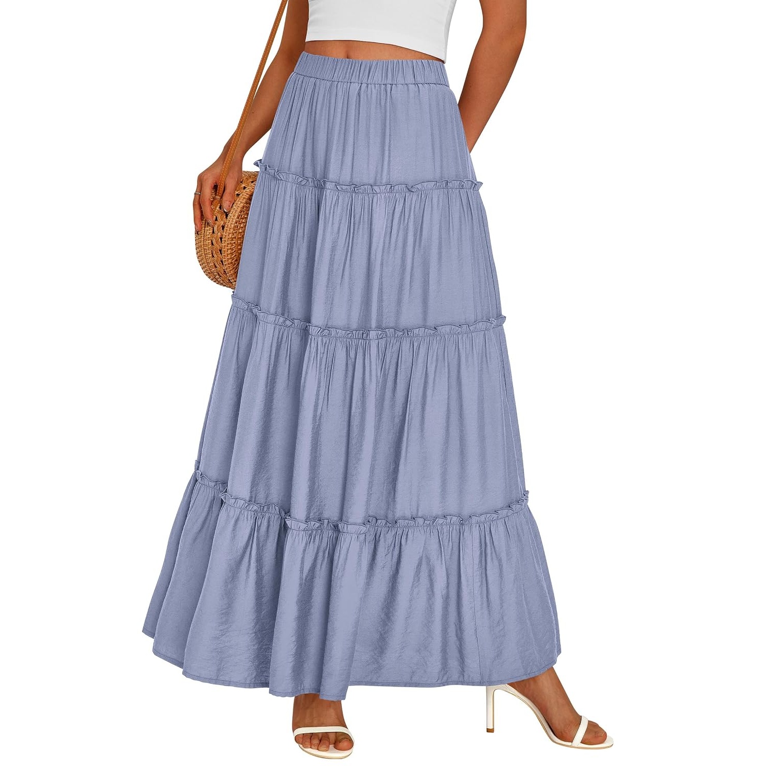 Long Flowy A Line Tiered Boho Skirt For Women