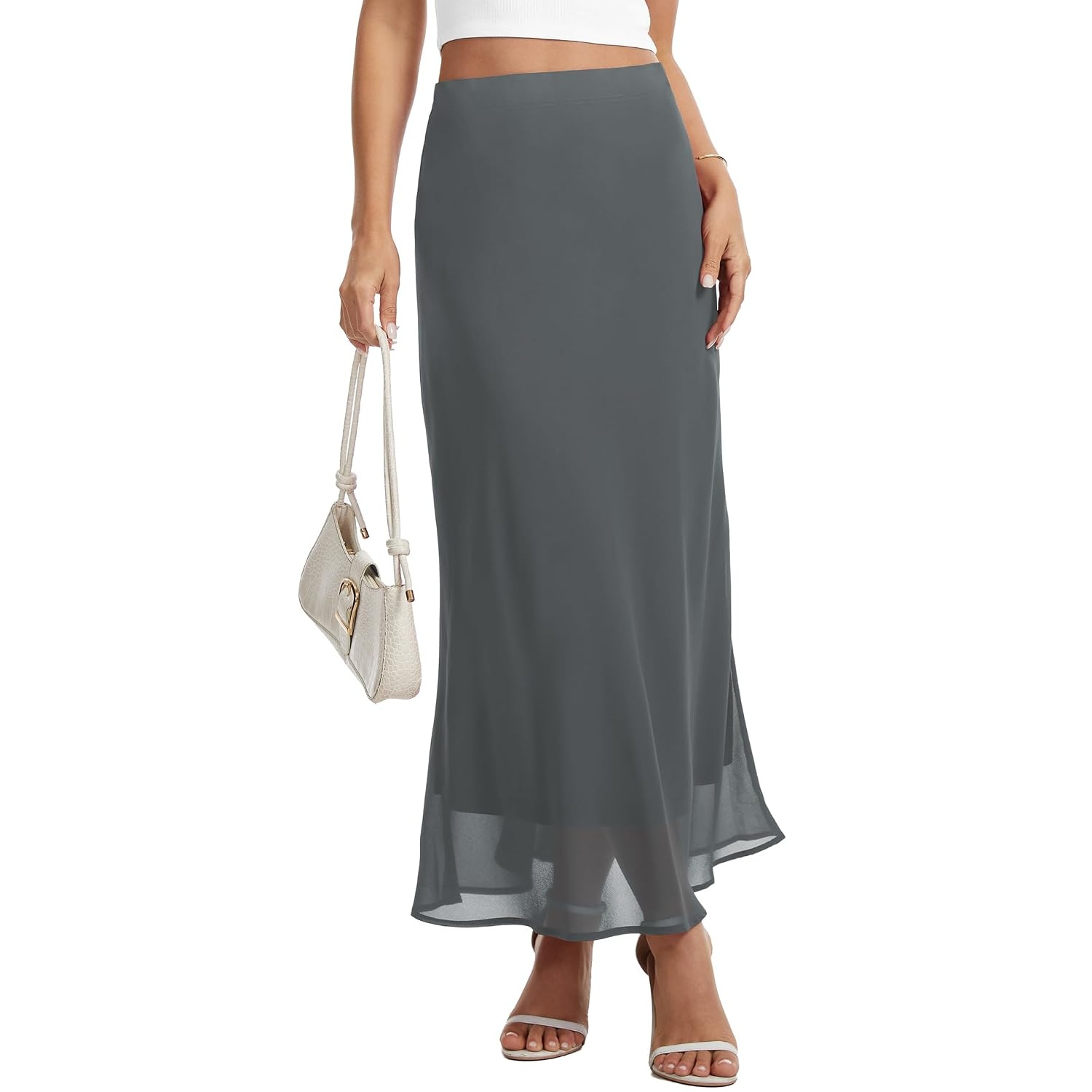 Casual Tiered Maxi Skirt With Elastic Waist For Women