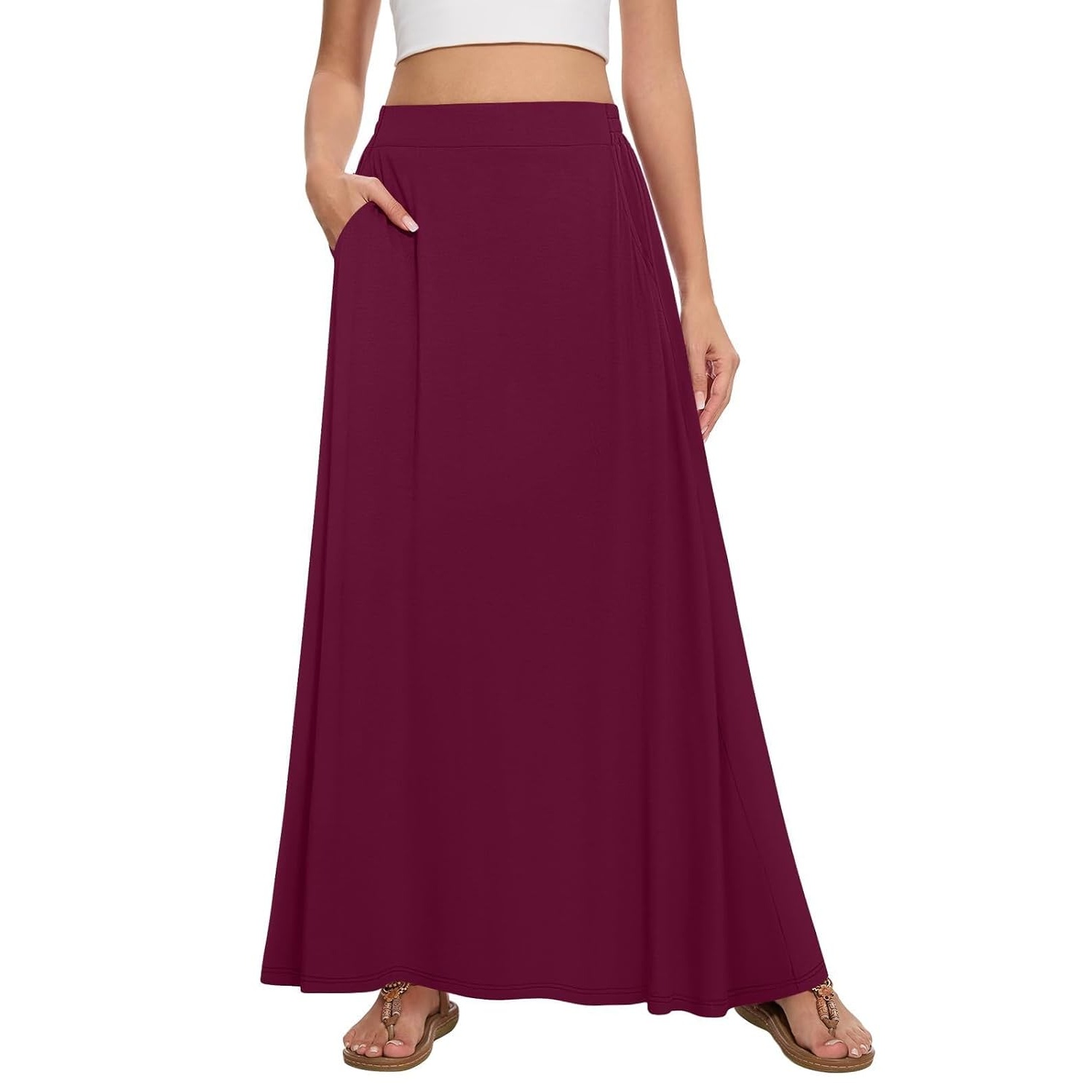 Casual Flowy A line Skirt With Pockets For Women