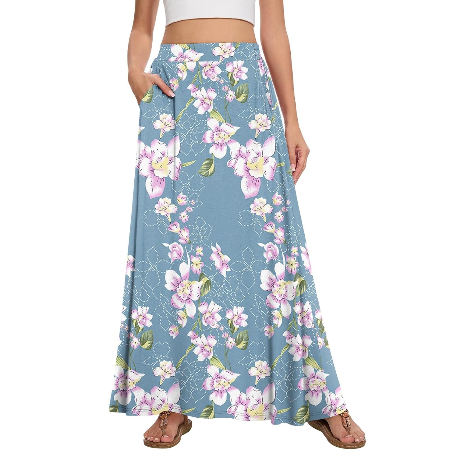 Casual Flowy A line Skirt With Pockets For Women