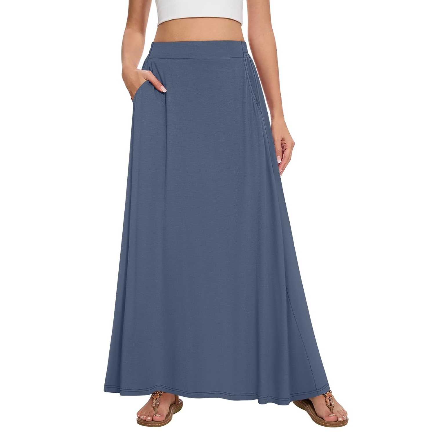 Casual Flowy A line Skirt With Pockets For Women