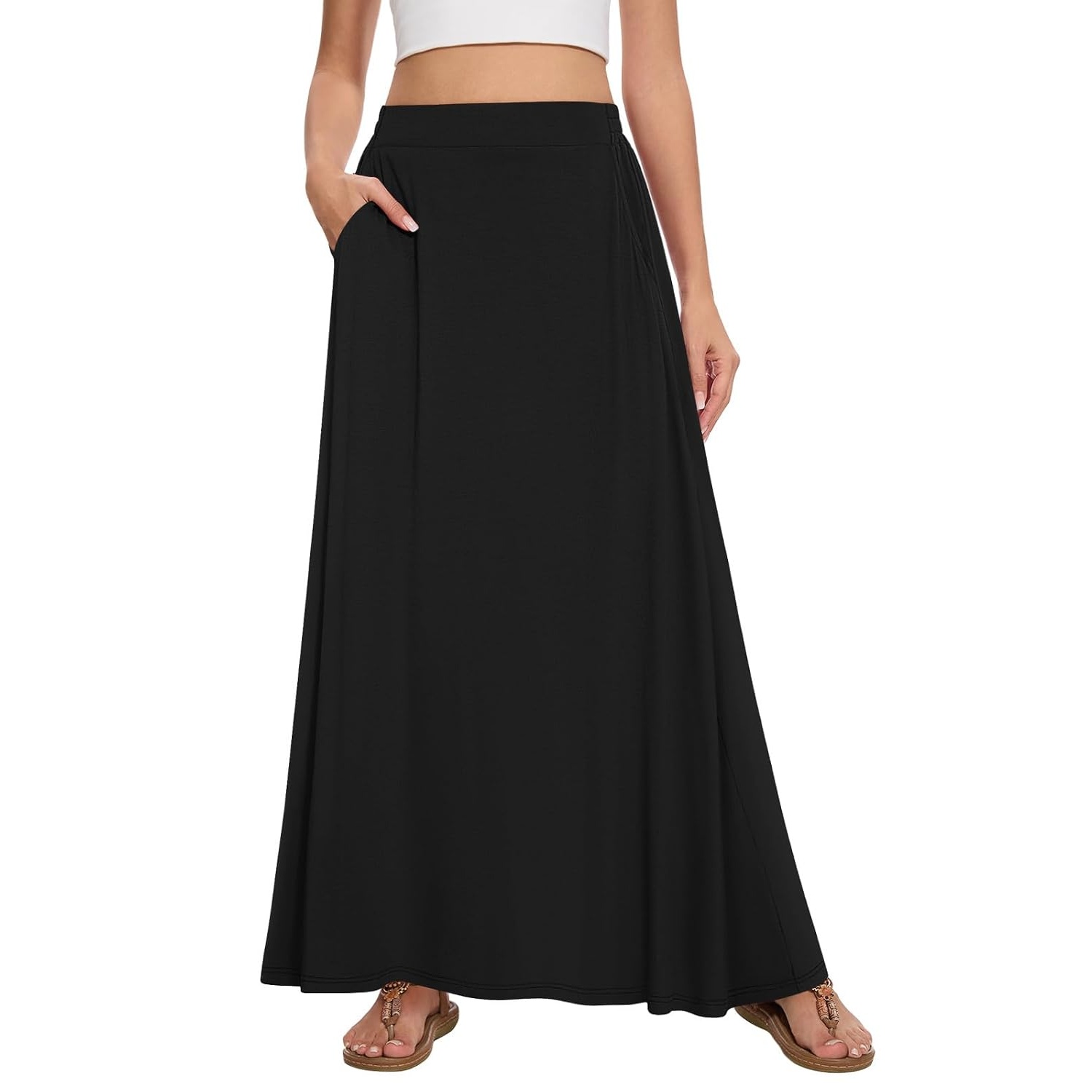 Casual Flowy A line Skirt With Pockets For Women
