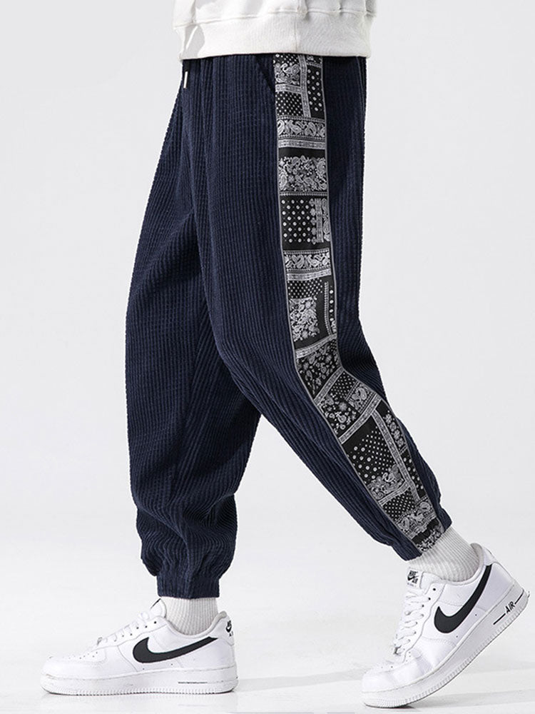 Paisley Print Corduroy Pants-Waves And Trunks