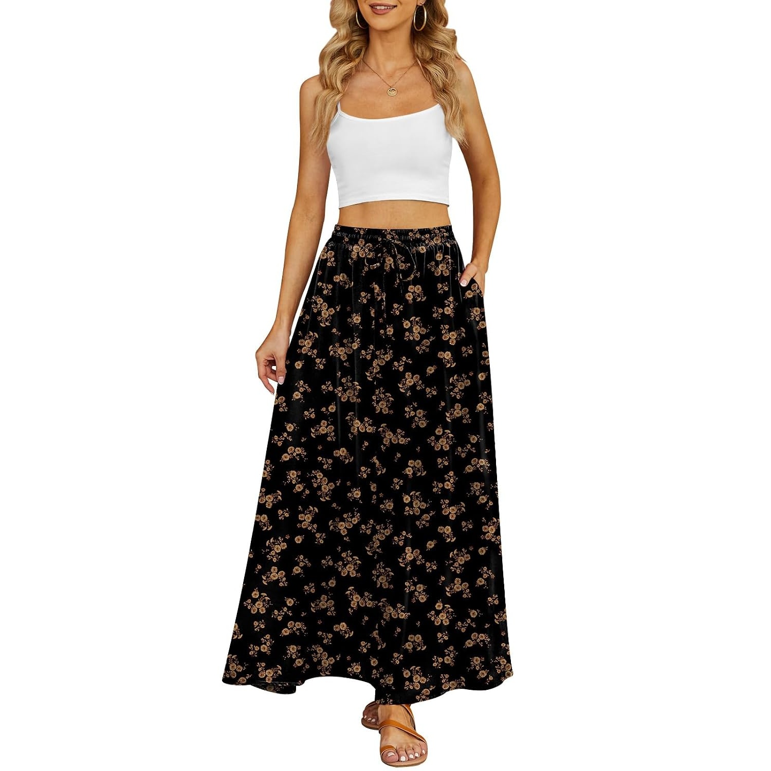 Casual Long Pleated Flowing Skirt For Women