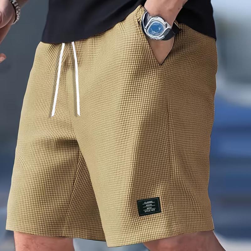 Loose Fit Textured Casual Shorts With Drawstring For Men
