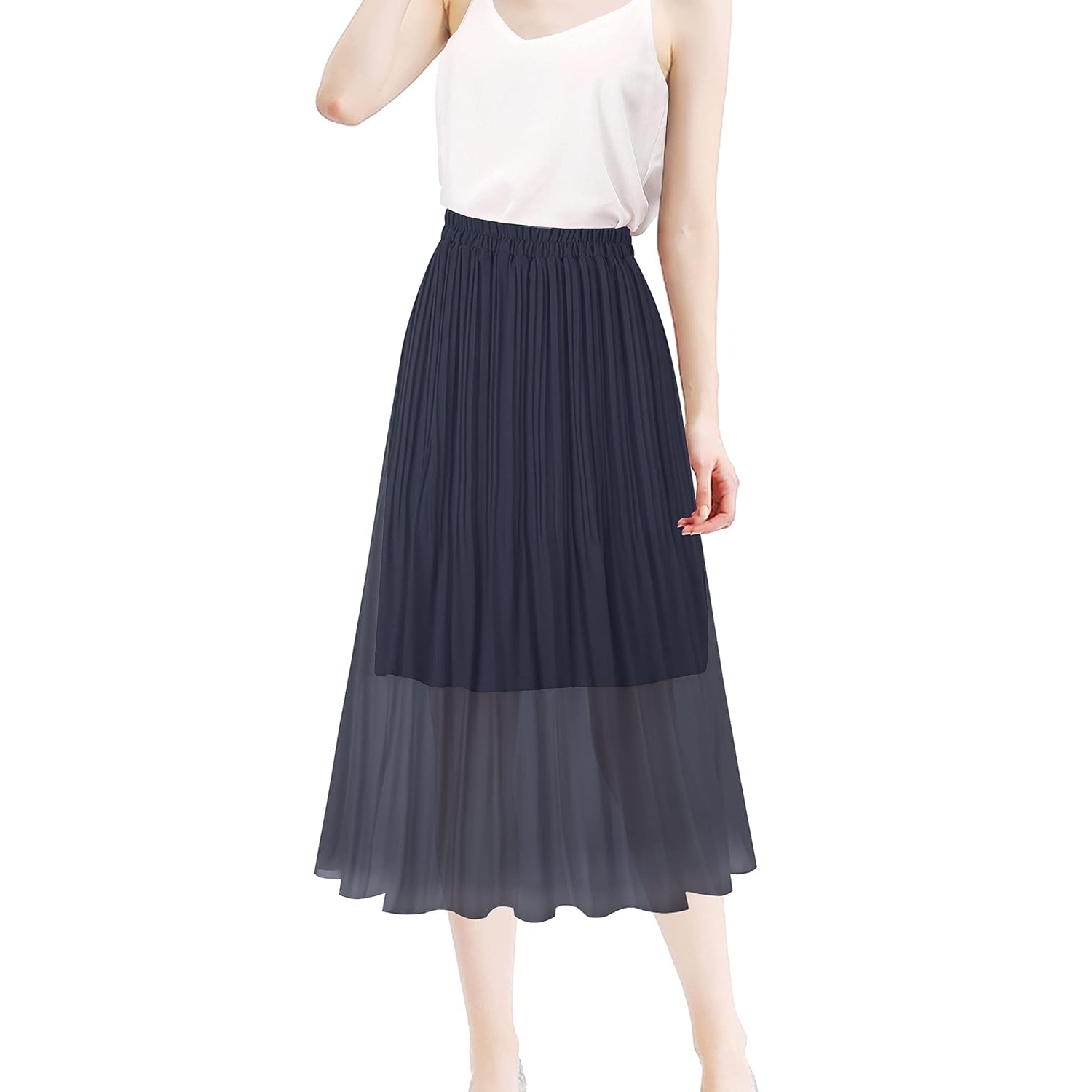 Pleated Chiffon Aline Length Skirt For Women