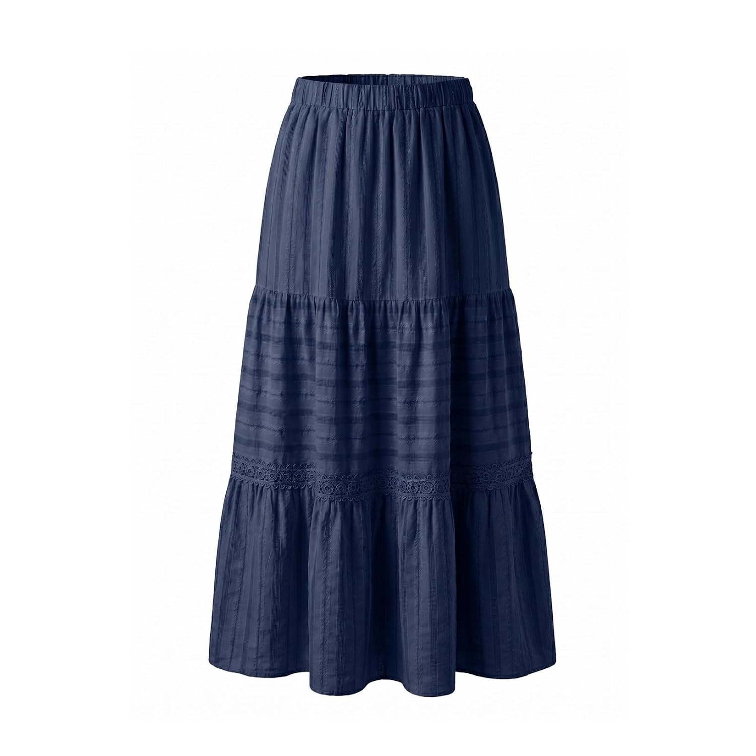 Boho Crochet Lace Tiered Cotton Maxi Skirt