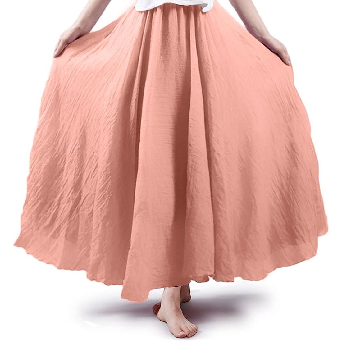 Bohemian Cotton Linen Elastic Maxi Skirt