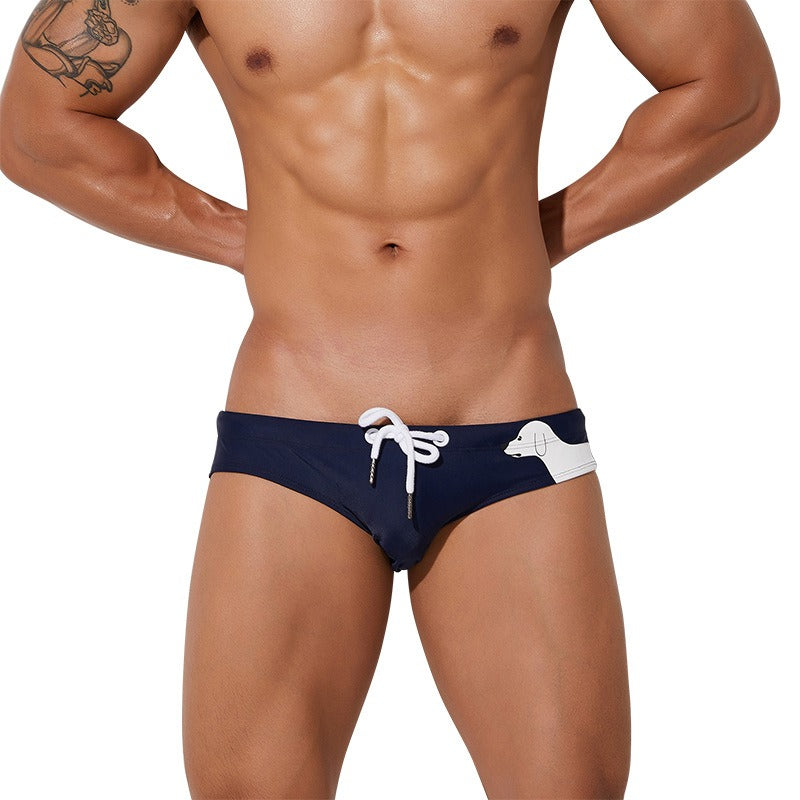 Men's Solid Dog Print Briefs-Waves And Trunks