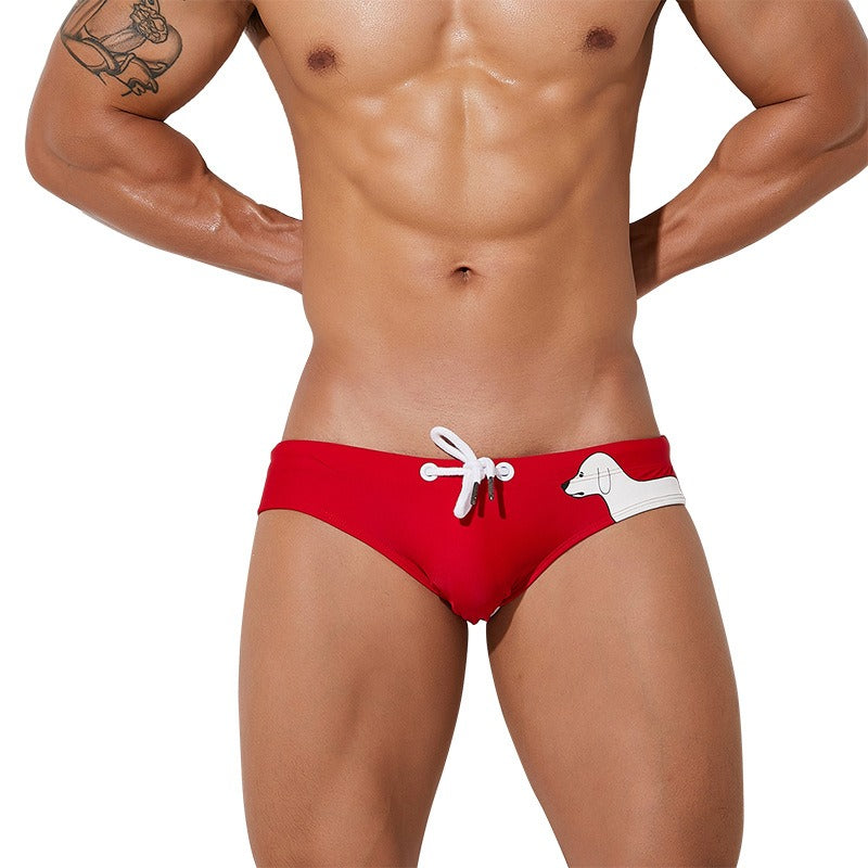Men's Solid Dog Print Briefs-Waves And Trunks