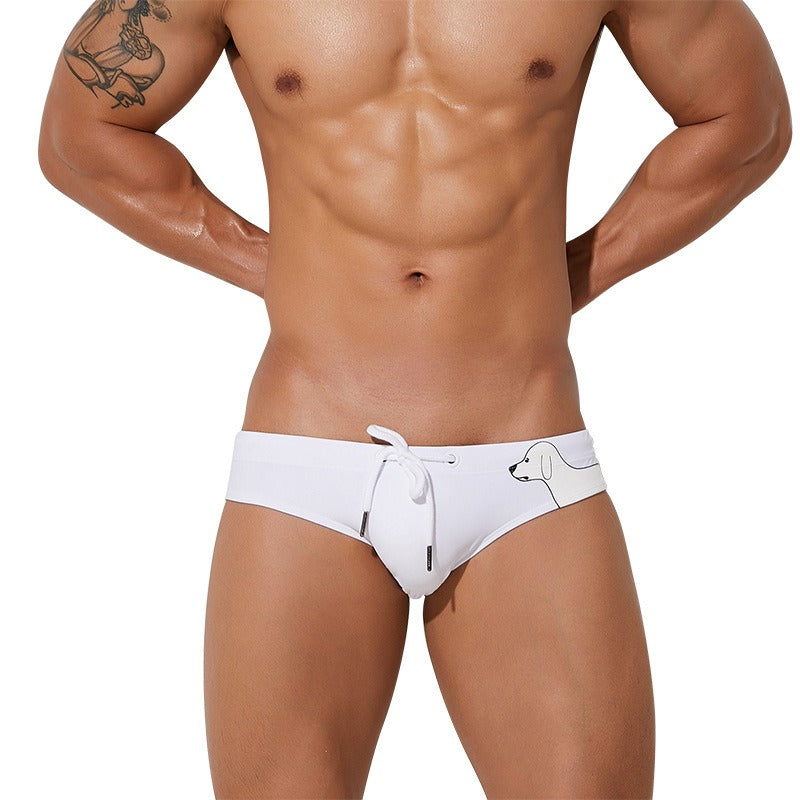 Men's Solid Dog Print Briefs-Waves And Trunks