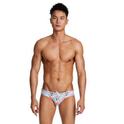 Men's Flower Print Short Briefs-Waves And Trunks