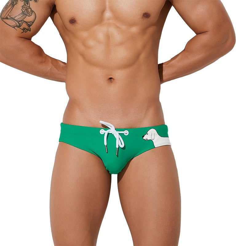 Men's Solid Dog Print Briefs-Waves And Trunks