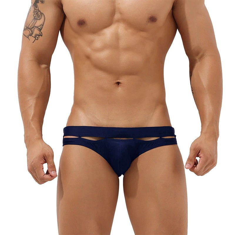 Men's Solid Print Short Briefs-Waves And Trunks