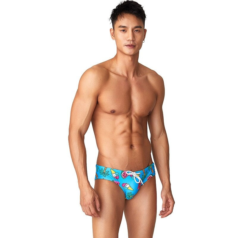 Mens Cool Prints Short Briefs-Waves And Trunks