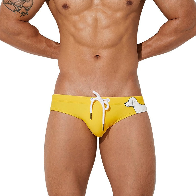 Men's Solid Dog Print Briefs-Waves And Trunks