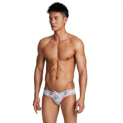 Men's Flower Print Short Briefs-Waves And Trunks