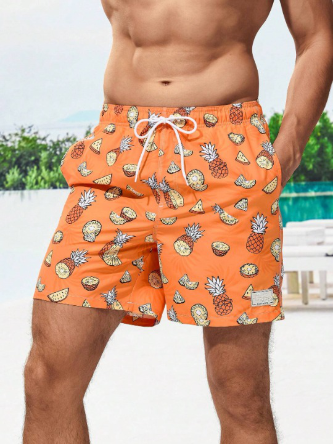 Pineapple Print Swim Trunks-Waves And Trunks