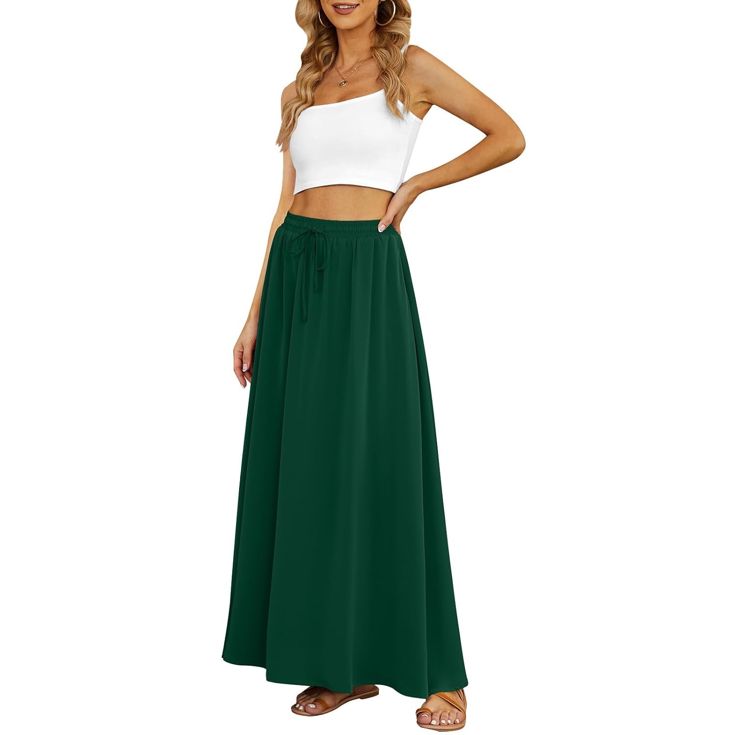 Casual Long Pleated Flowing Skirt For Women