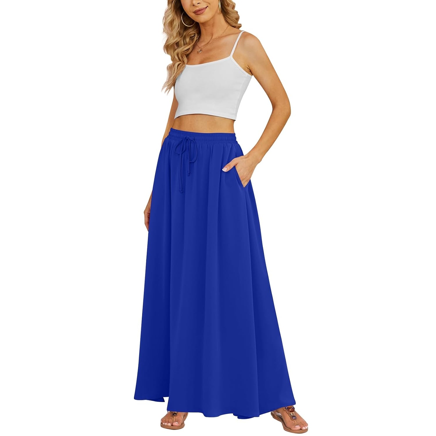 Casual Long Pleated Flowing Skirt For Women
