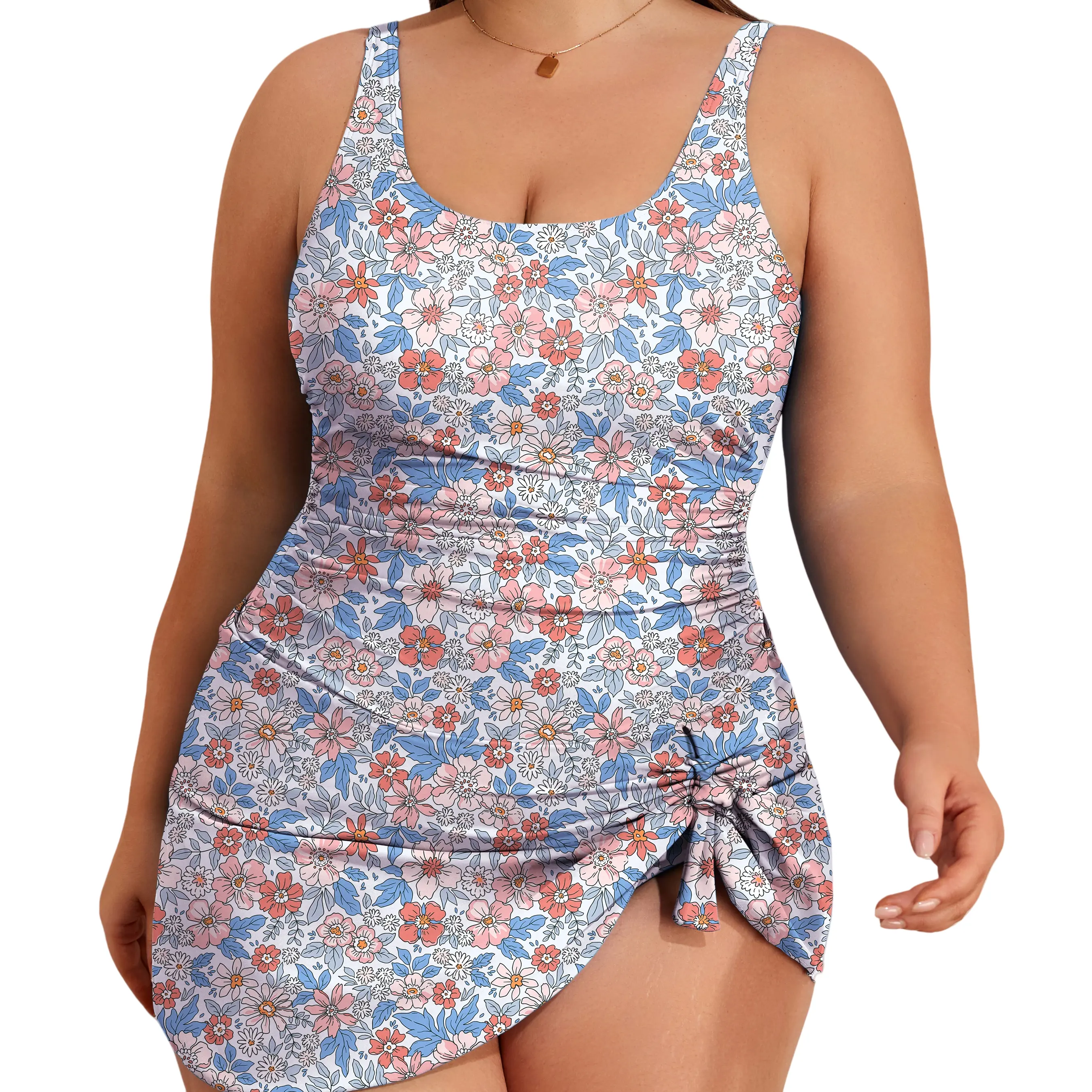 Plus Size Swimdress for Women One Piece Swimsuit Tummy Control Swim Dresses Skirt Bathing Suit