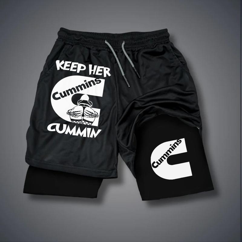 Graphic Double Layer Casual Streetwear Shorts For Vacation For Men