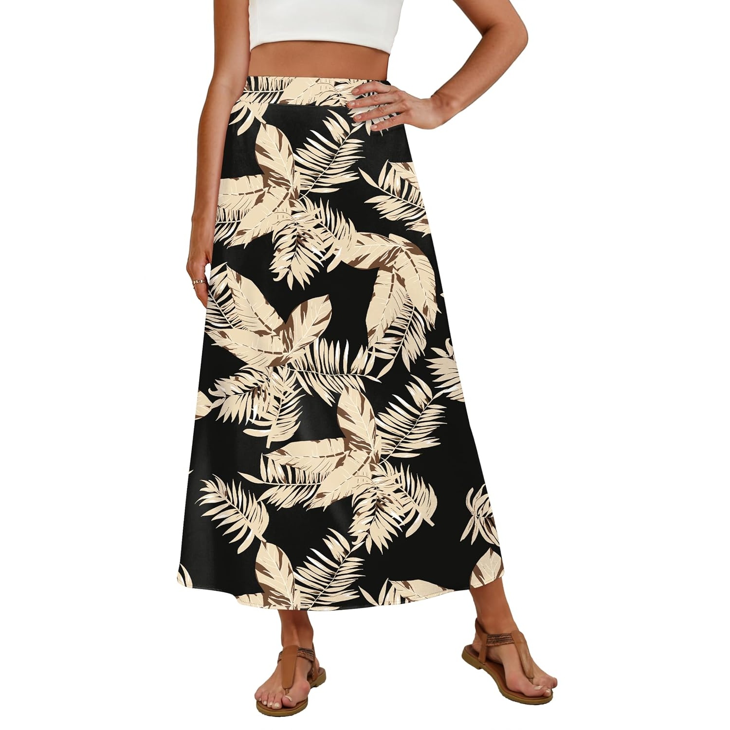 Casual Stretch Maxi Skirt With Pocket For Women