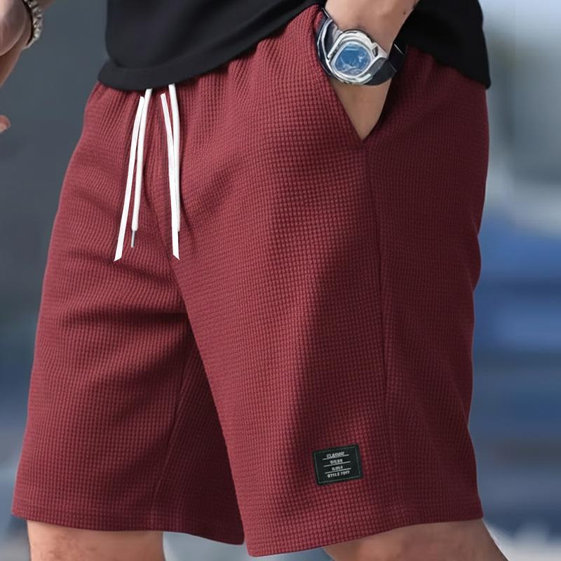 Loose Fit Textured Casual Shorts With Drawstring For Men
