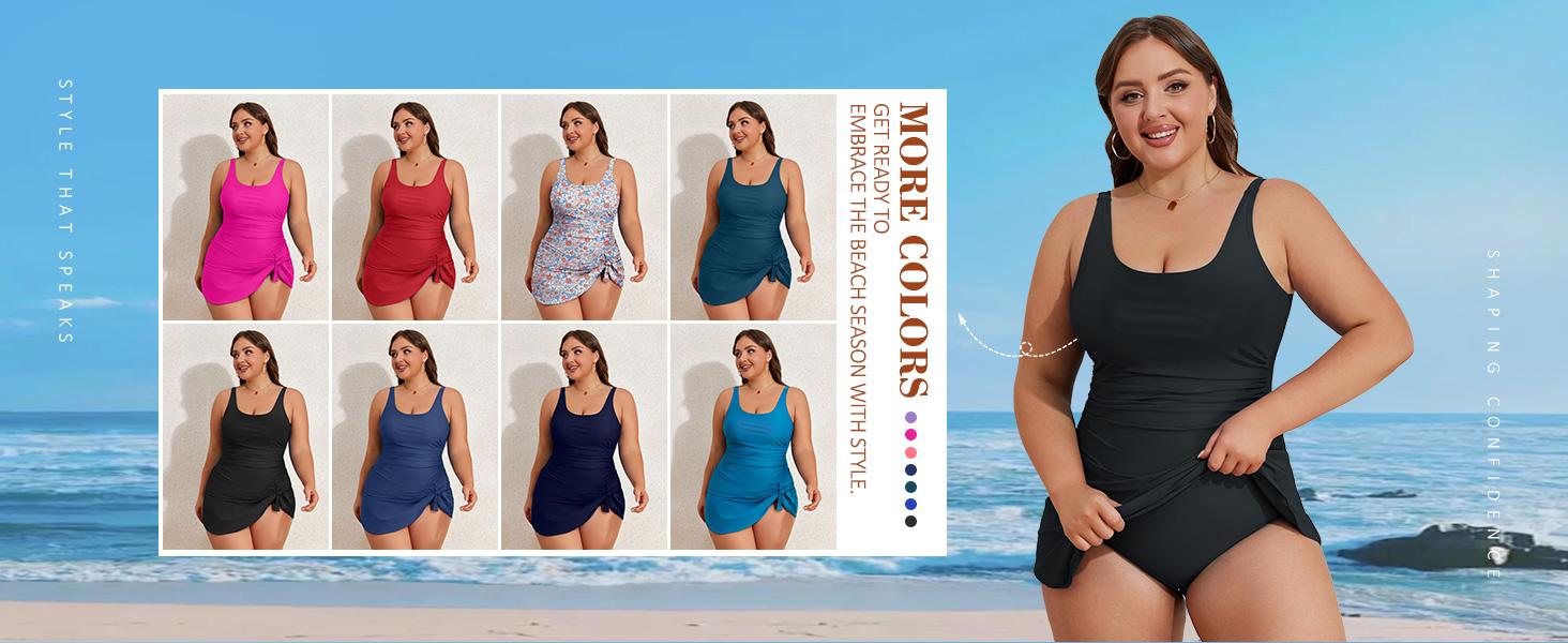 EOMENIE Plus Size Swimdress for Women One Piece Swimsuit Tummy Control Swim Dresses Skirt Bathing Suit Outdoorfun Plussizefashion Dress Summerfashion #Outdoorfun