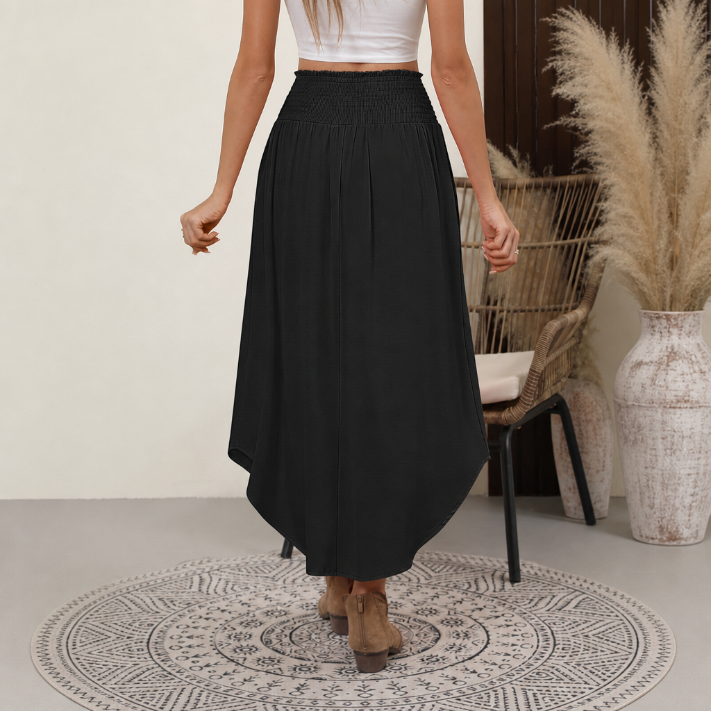 Summer Boho Floral Flowy Pleated Maxi Skirts With Pockets For Women