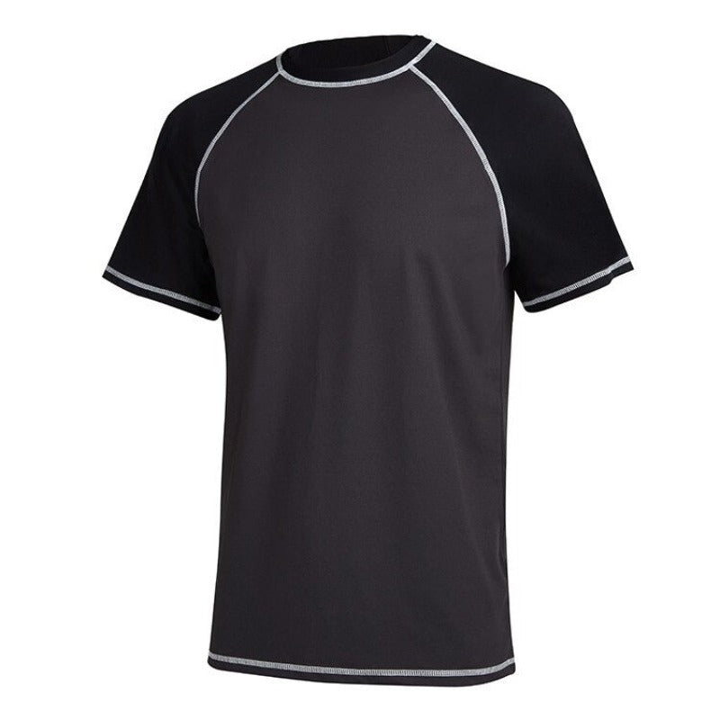 Men's Dark Grey Short Sleeve Sports Quick-Dry T-Shirt-Waves And Trunks
