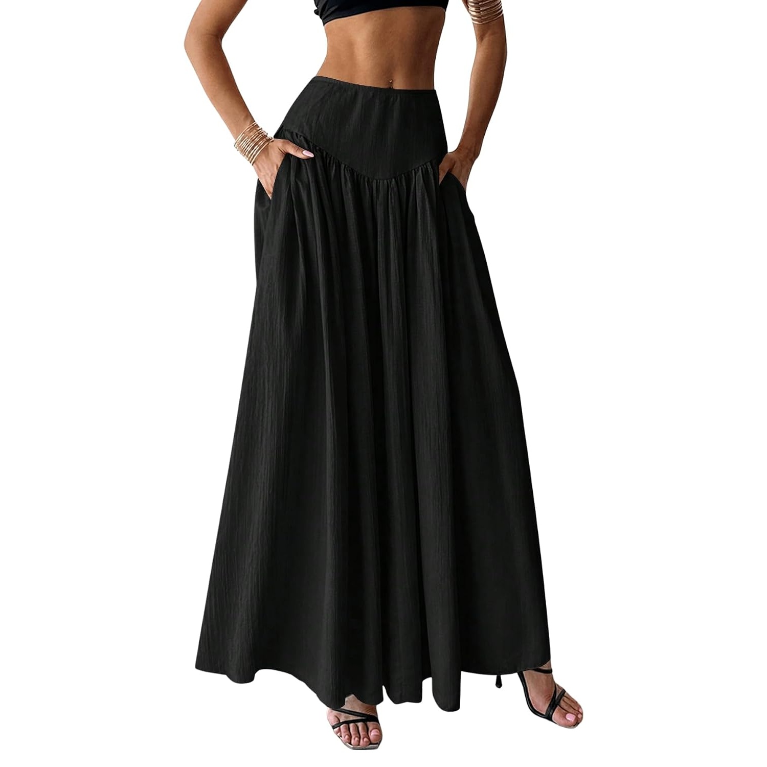 Casual Pleated Maxi Skirt For Women
