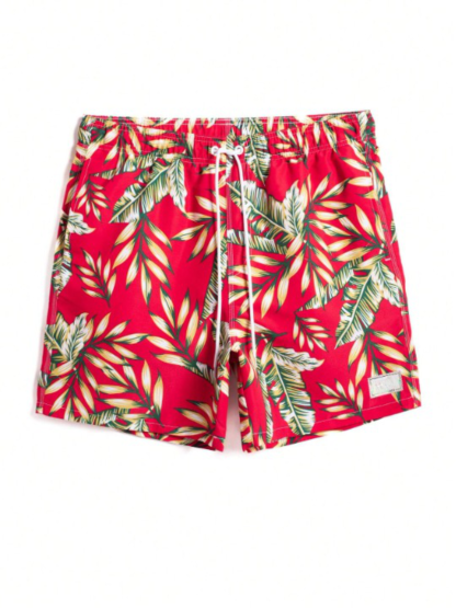 Stylish Tropical Swim Trunks-Waves And Trunks