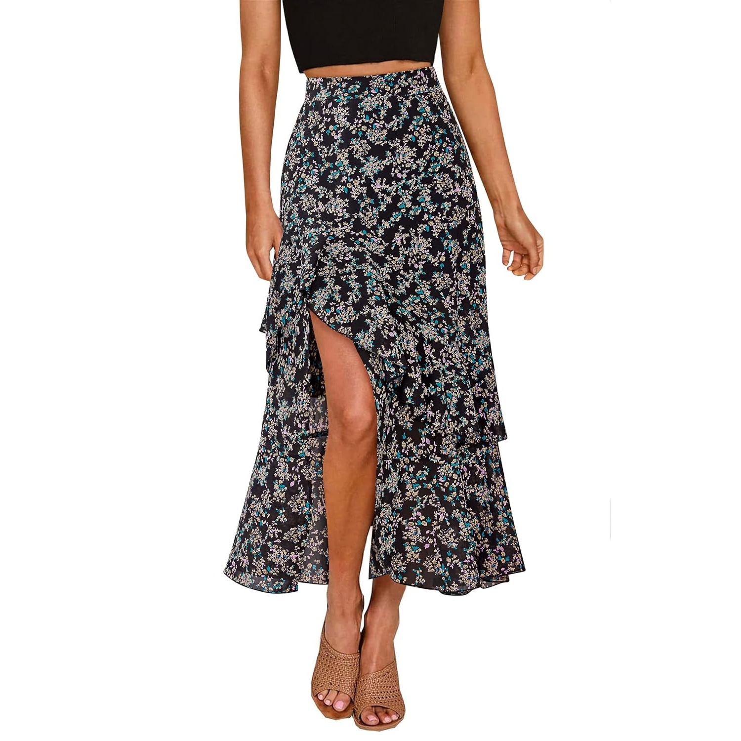 Floral Elastic Maxi Skirt For Women