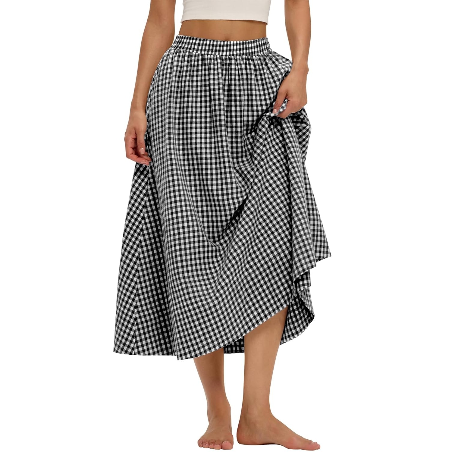 Cotton Boho Summer Beach Casual Elastic Waist Dress For Women