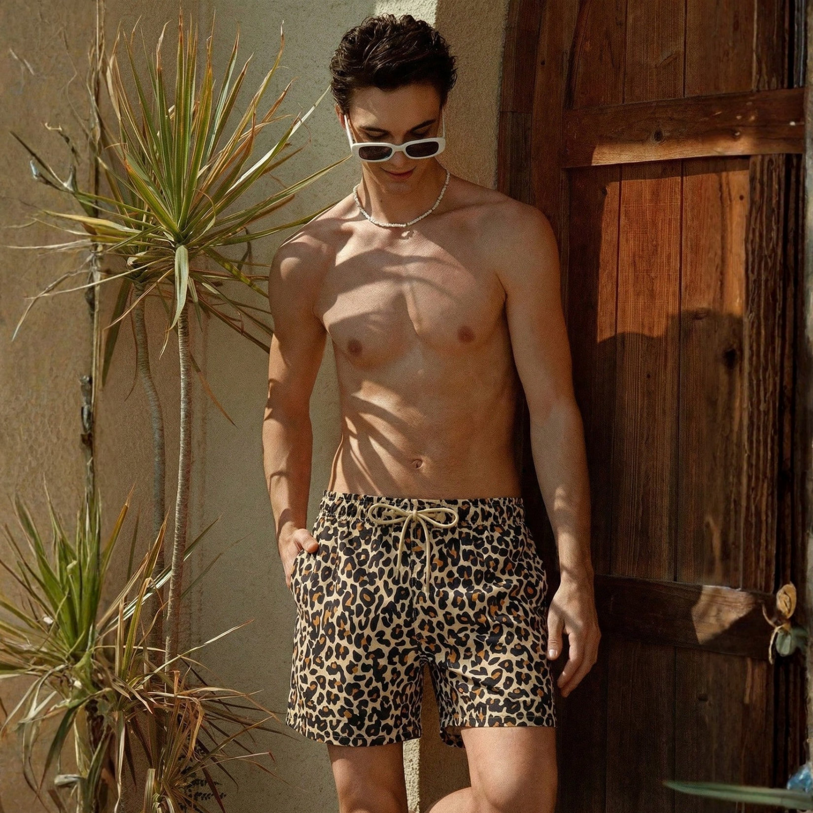 Floral Print Drawstring Beach Shorts For Men And Women Matching Couples