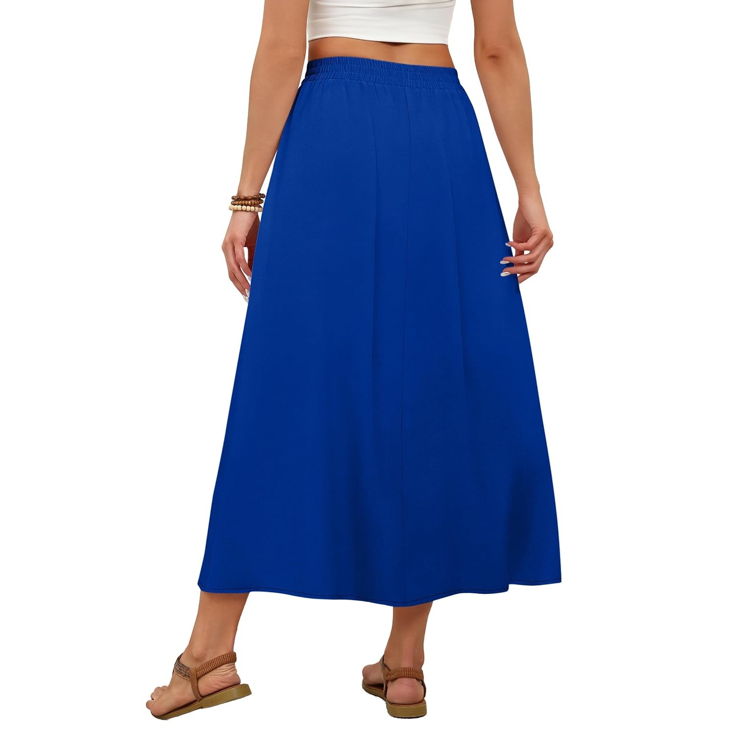 Casual Stretch Maxi Skirt With Pocket For Women