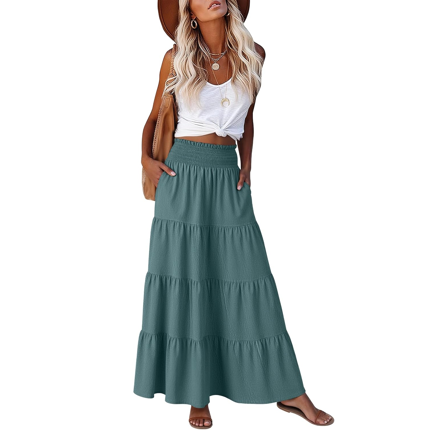 Casual Maxi Summer Beach Tiered Skirts For Women