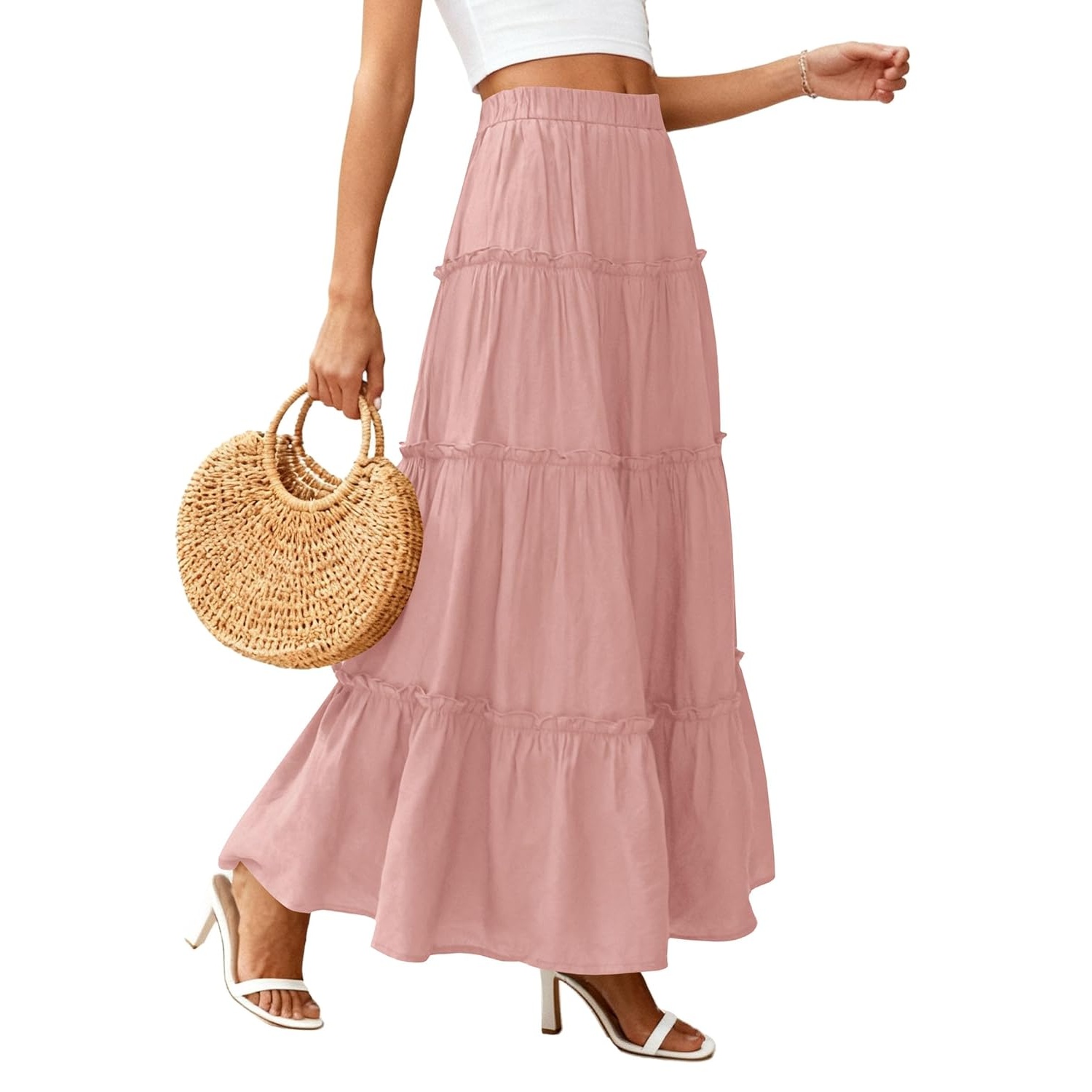 Long Flowy A Line Tiered Boho Skirt For Women