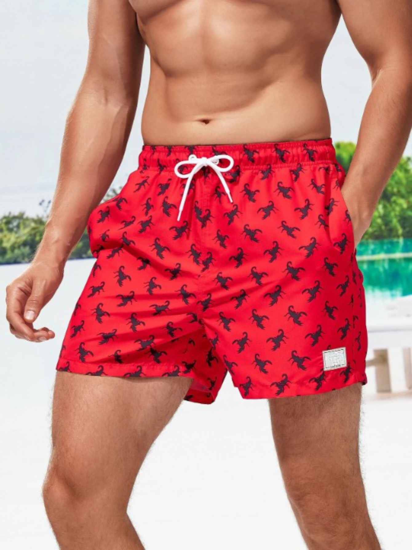 Patched Detail Swim Trunks-Waves And Trunks