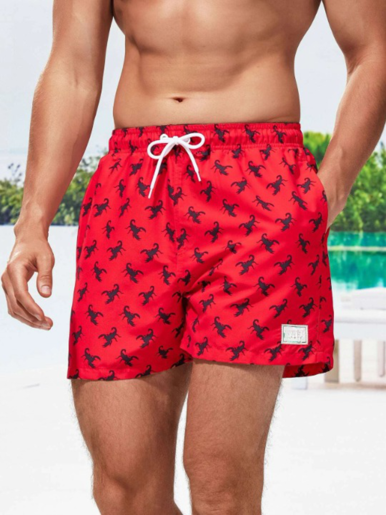 Patched Detail Swim Trunks-Waves And Trunks