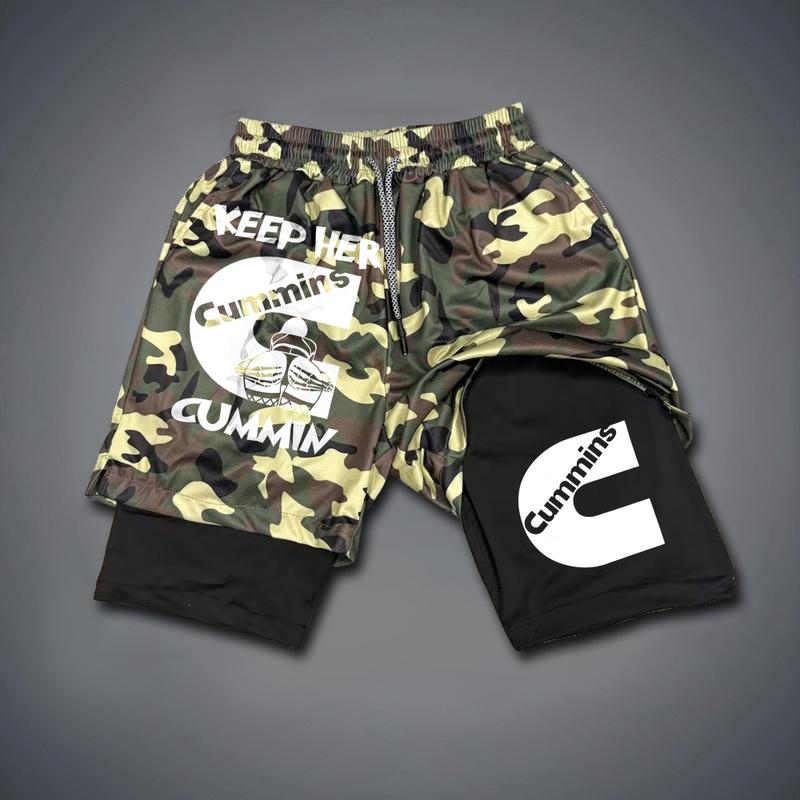Graphic Double Layer Casual Streetwear Shorts For Vacation For Men