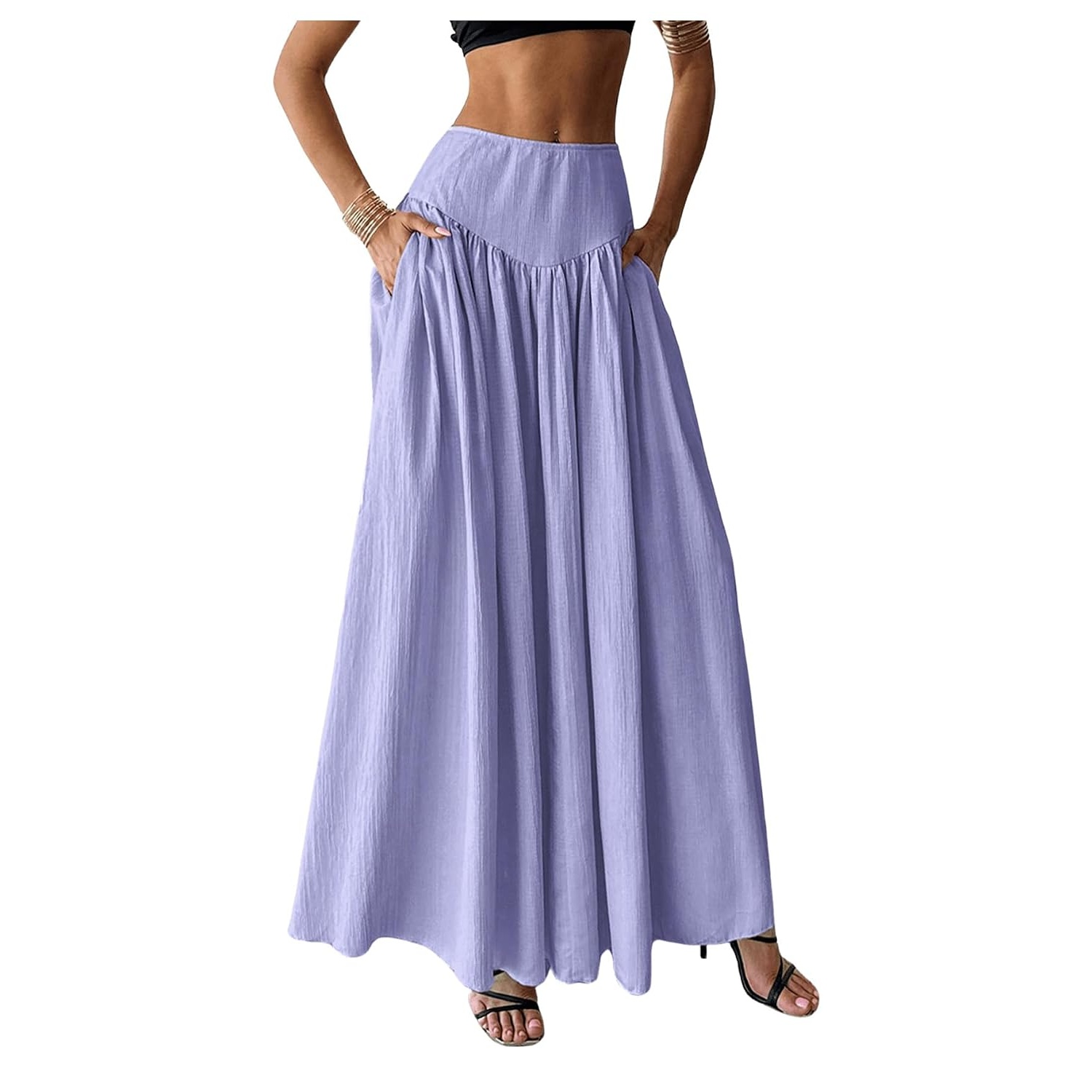 Casual Pleated Maxi Skirt For Women