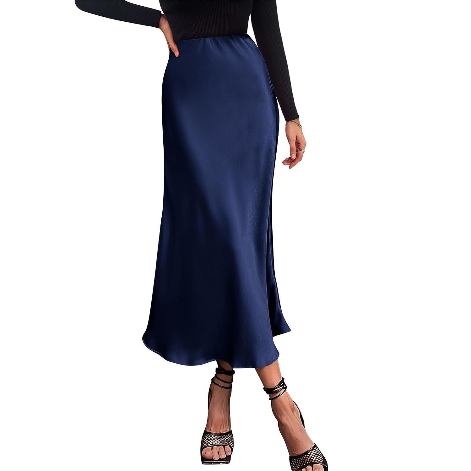 Satin Summer High Flowing Skirt For Women