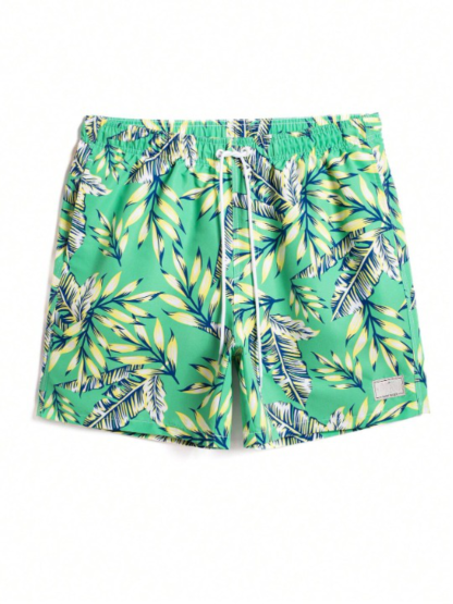 Stylish Tropical Swim Trunks-Waves And Trunks
