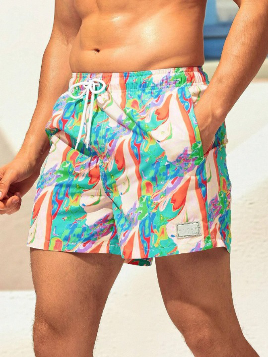Tie Dye Print Swim Trunks-Waves And Trunks