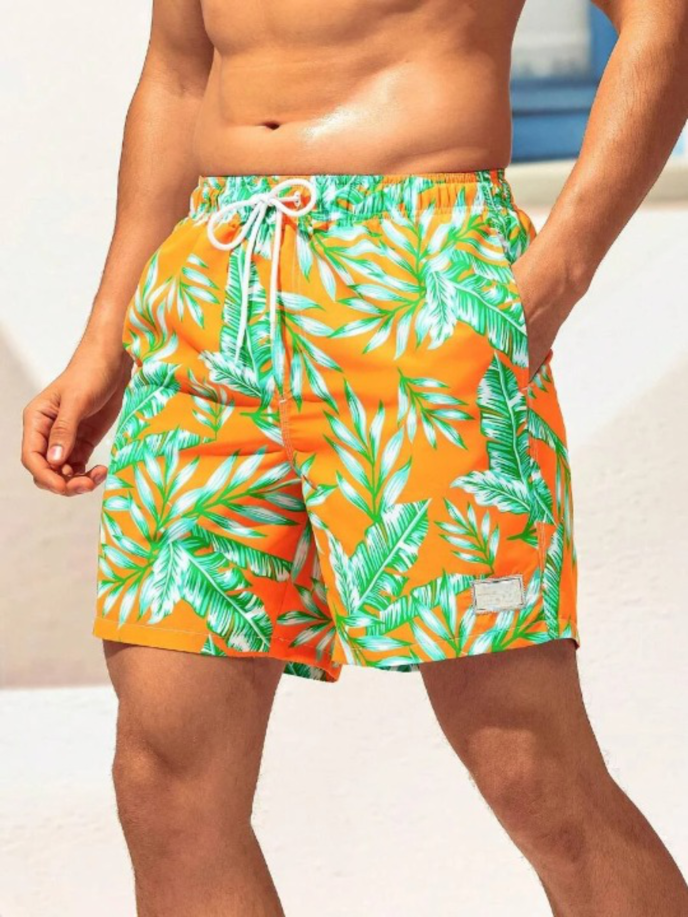 Stylish Tropical Swim Trunks-Waves And Trunks