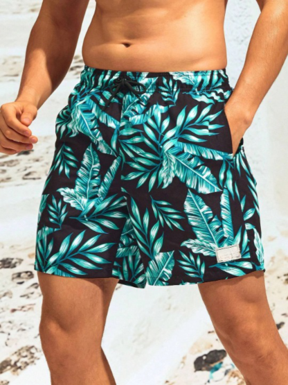 Stylish Tropical Swim Trunks-Waves And Trunks