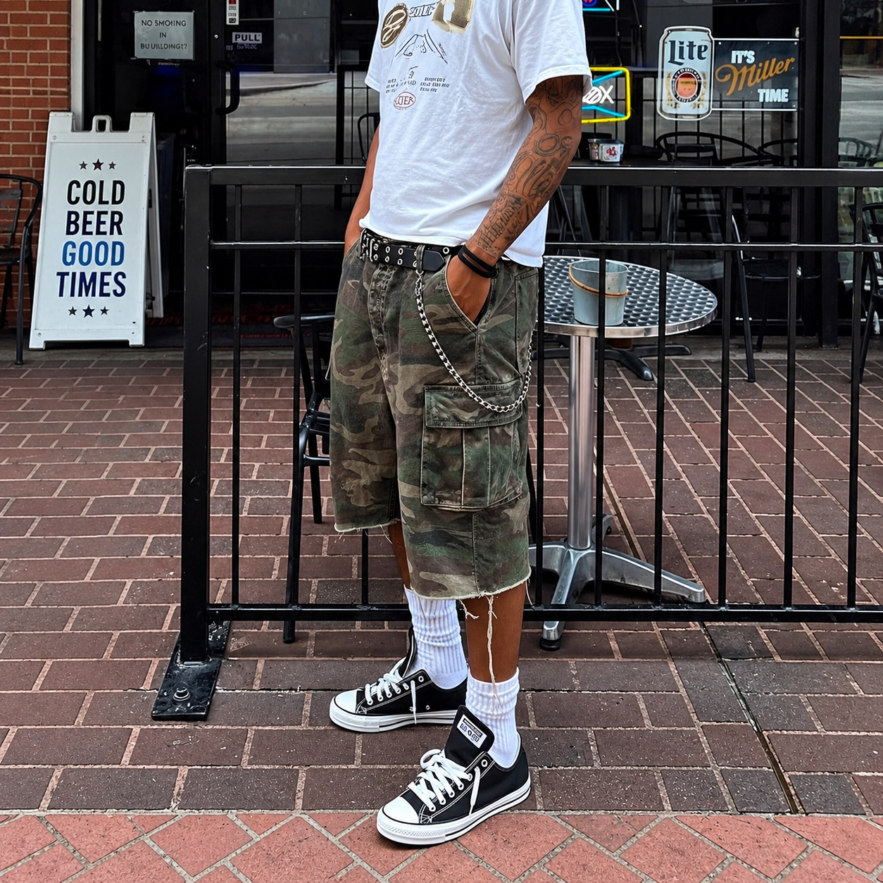 Y2K Camouflage Cargo Denim Shorts Casual Streetwear Style